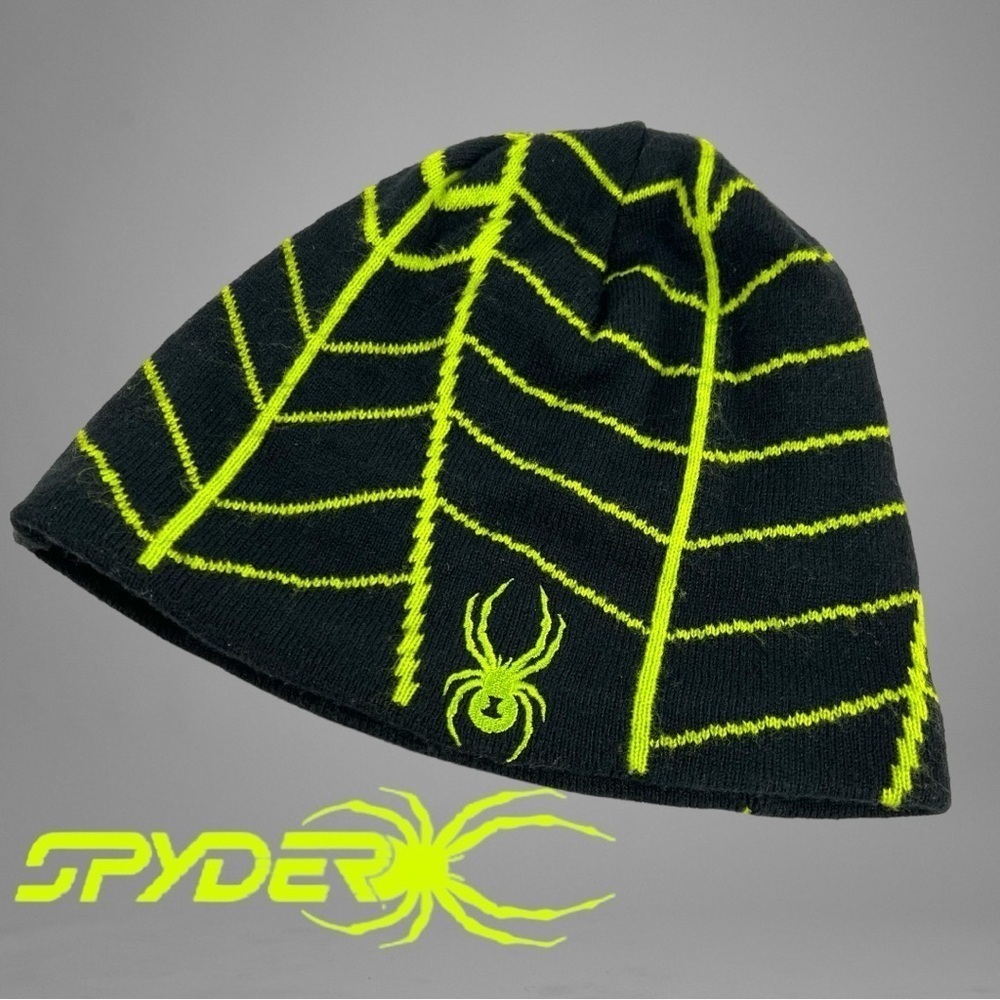 SPYDER Web Neon Green & Black Beanie Hat